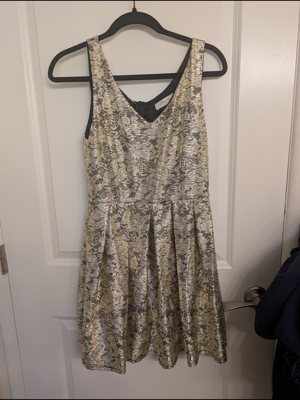 ModCloth Silver and Gold Metallic Fit-and-Flare Dress